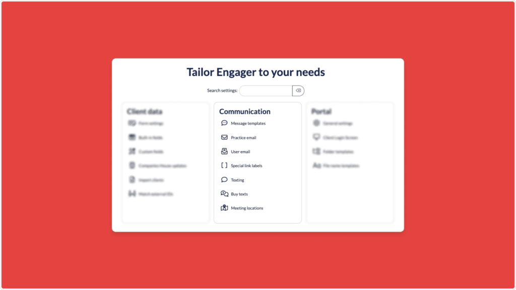 Engager Practice Management Settings Page