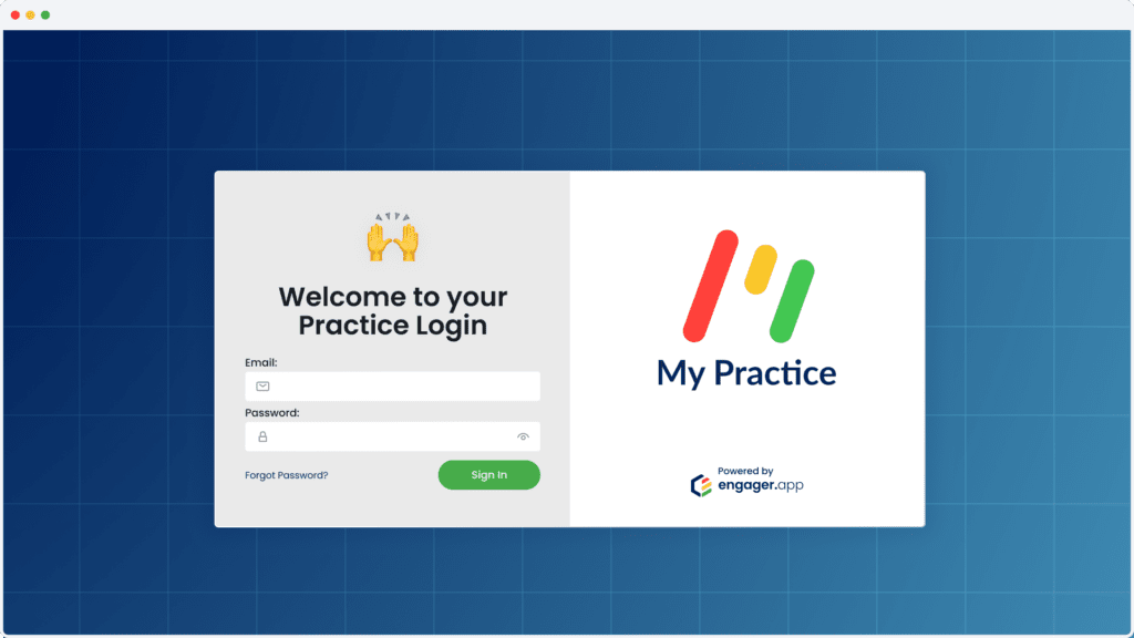 A visual of Engager.app's login screen.