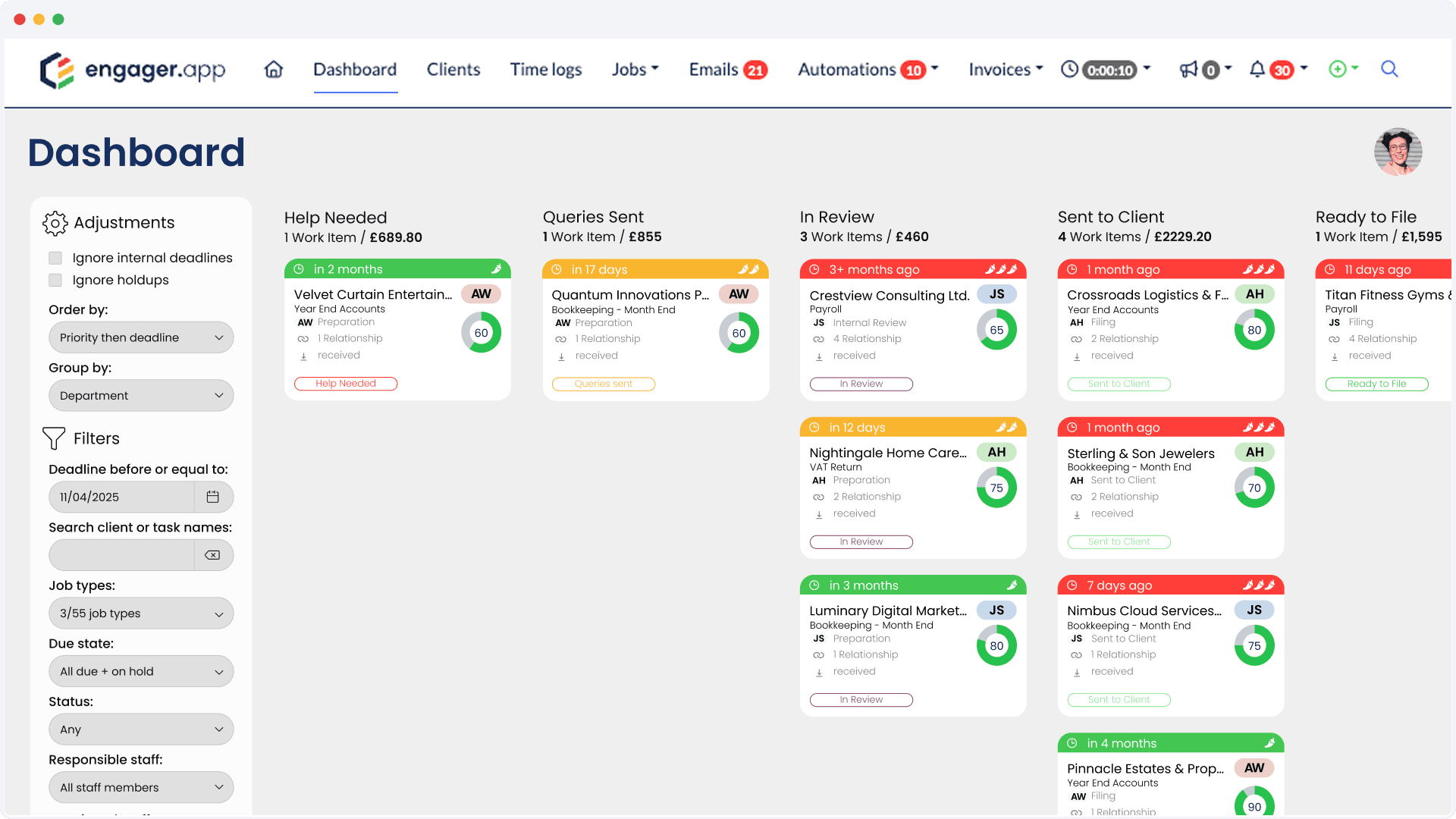 Dashboard engager app