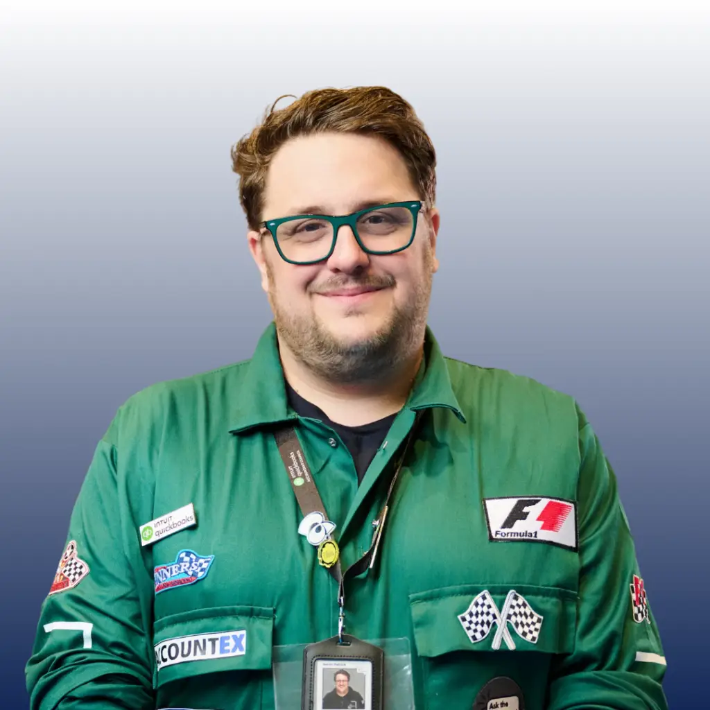 Aaron Patrick wearing a green motorsport-style jacket