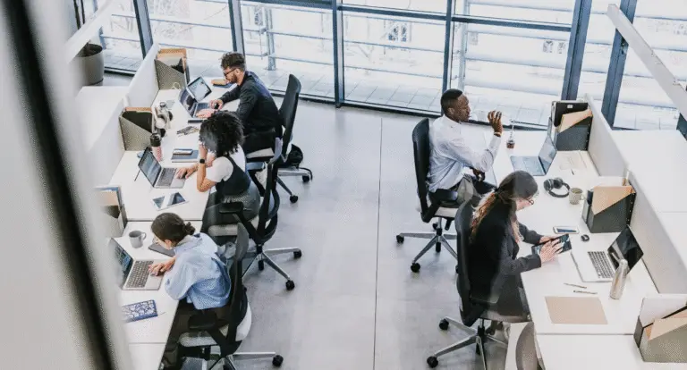 Open-plan accountancy office with staff working at desks