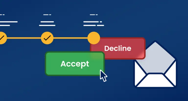 Illustration of a proposal timeline with accept and decline buttons