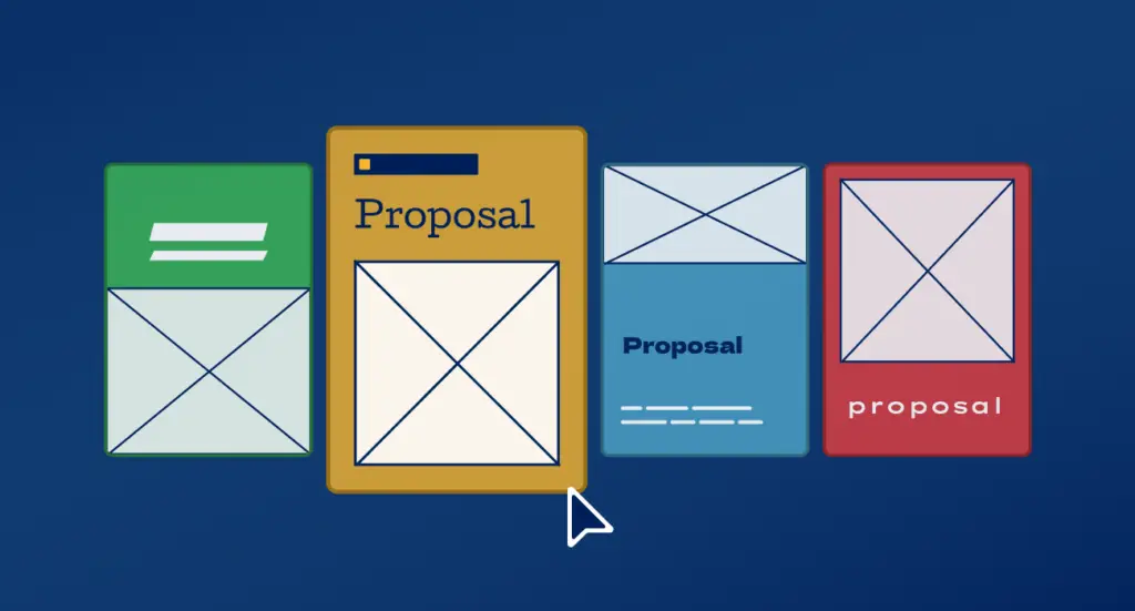 Illustration of proposal documents being chosen