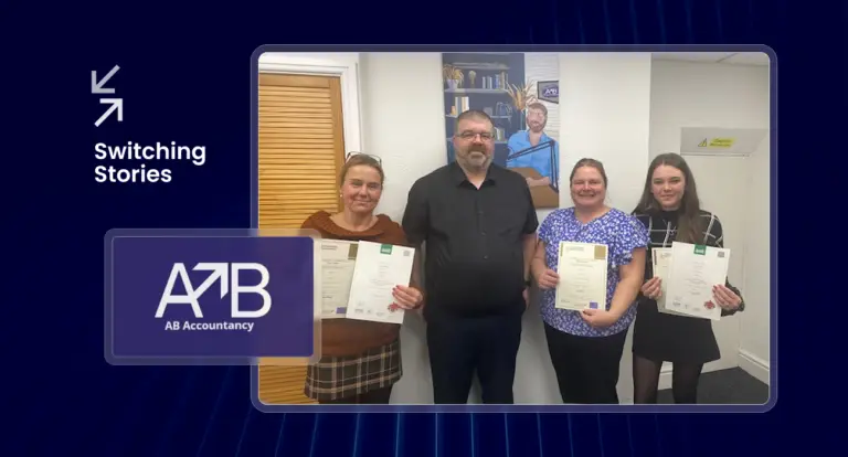 Switching stories: the AB Accountancy team holding certificates