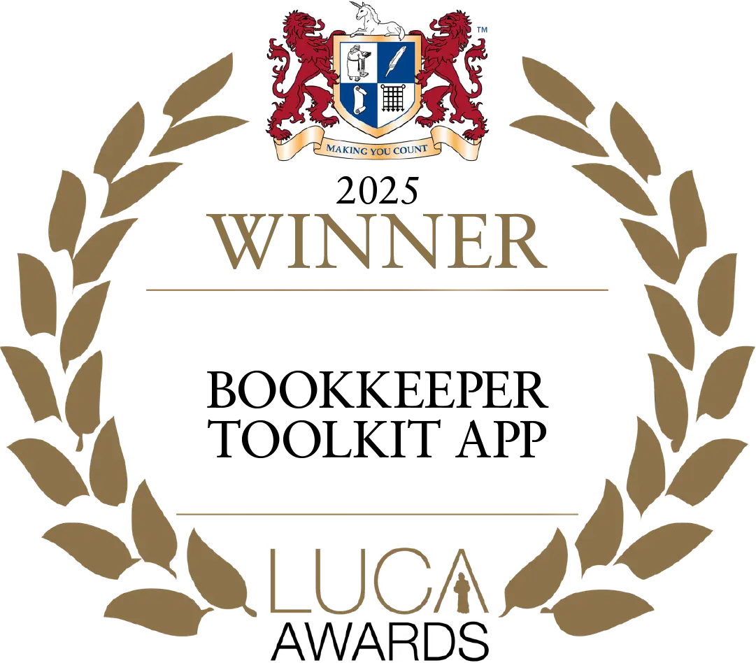 ICB LUCA Awards 2025 winner badge: Bookkeeper Toolkit App