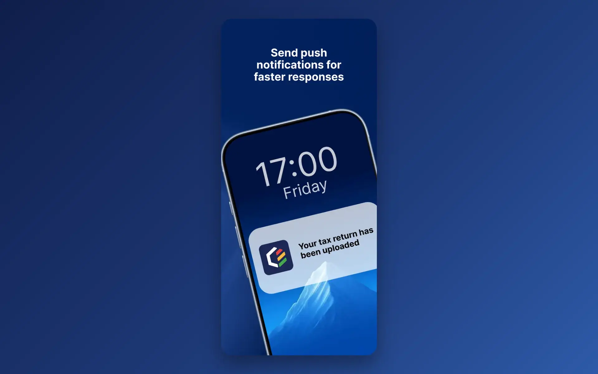 Push notification from the Engager client portal app saying a tax return has been uploaded
