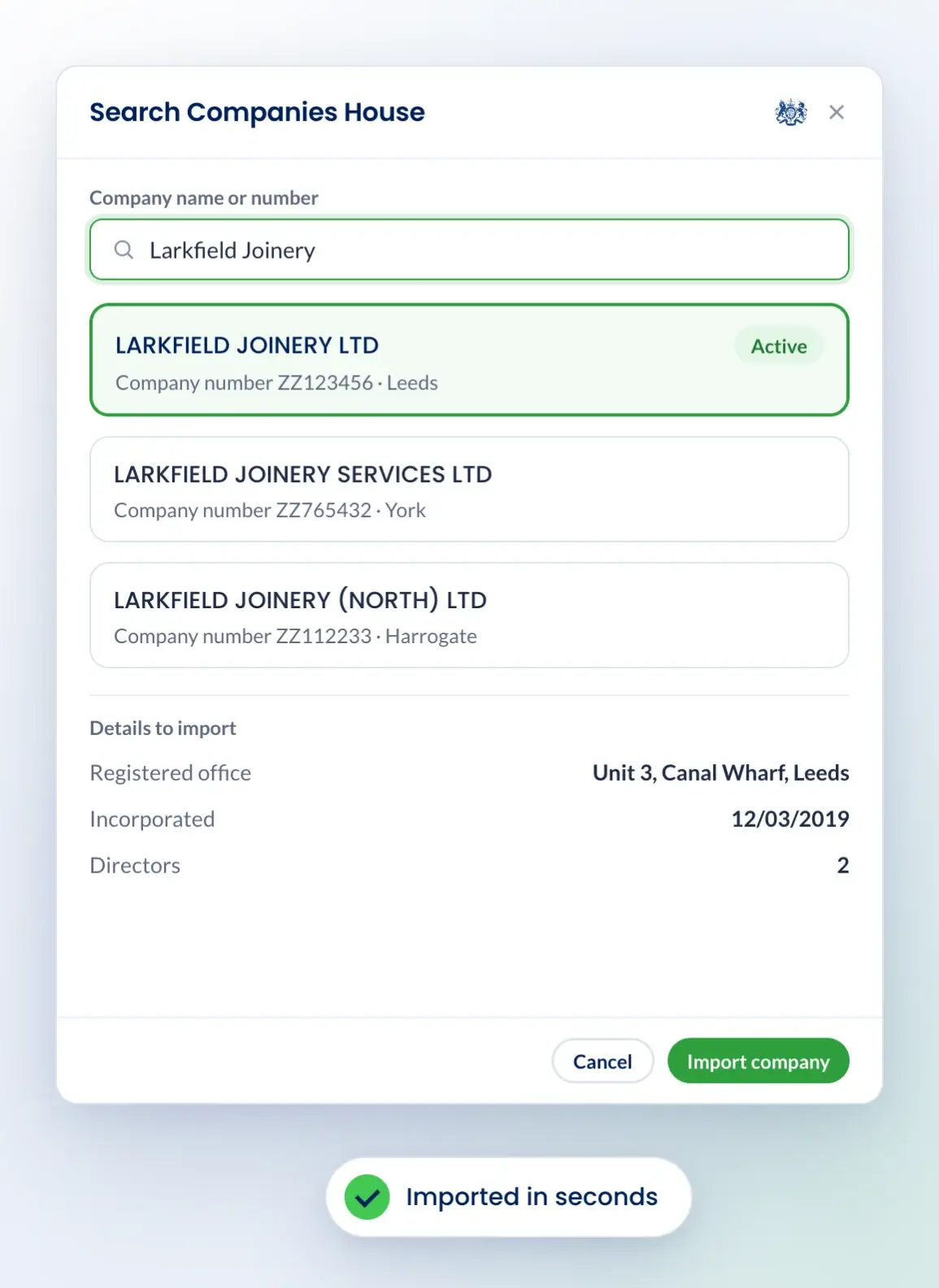 Companies House and Engager: Import in seconds
