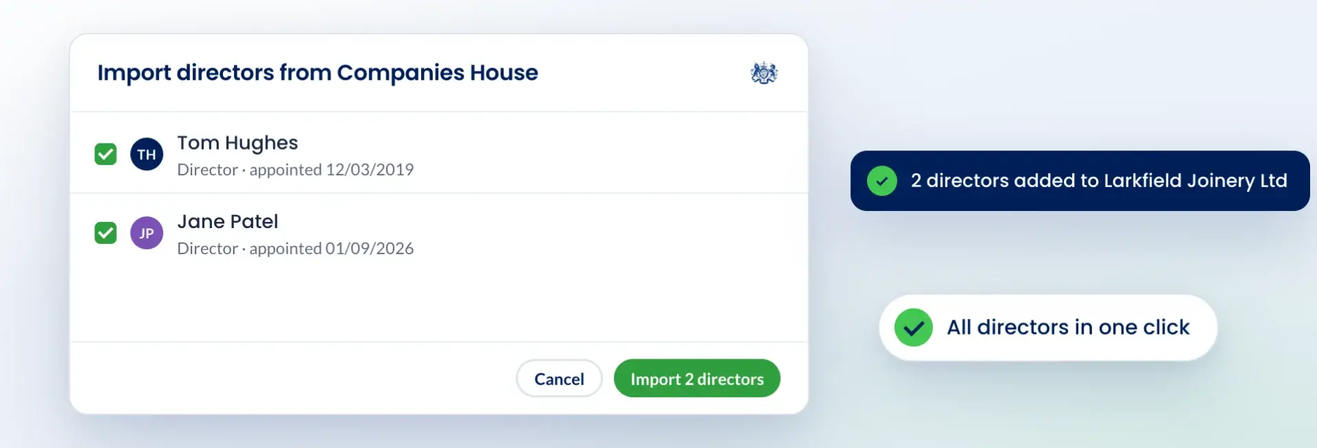 Companies House and Engager: Add directors with a click