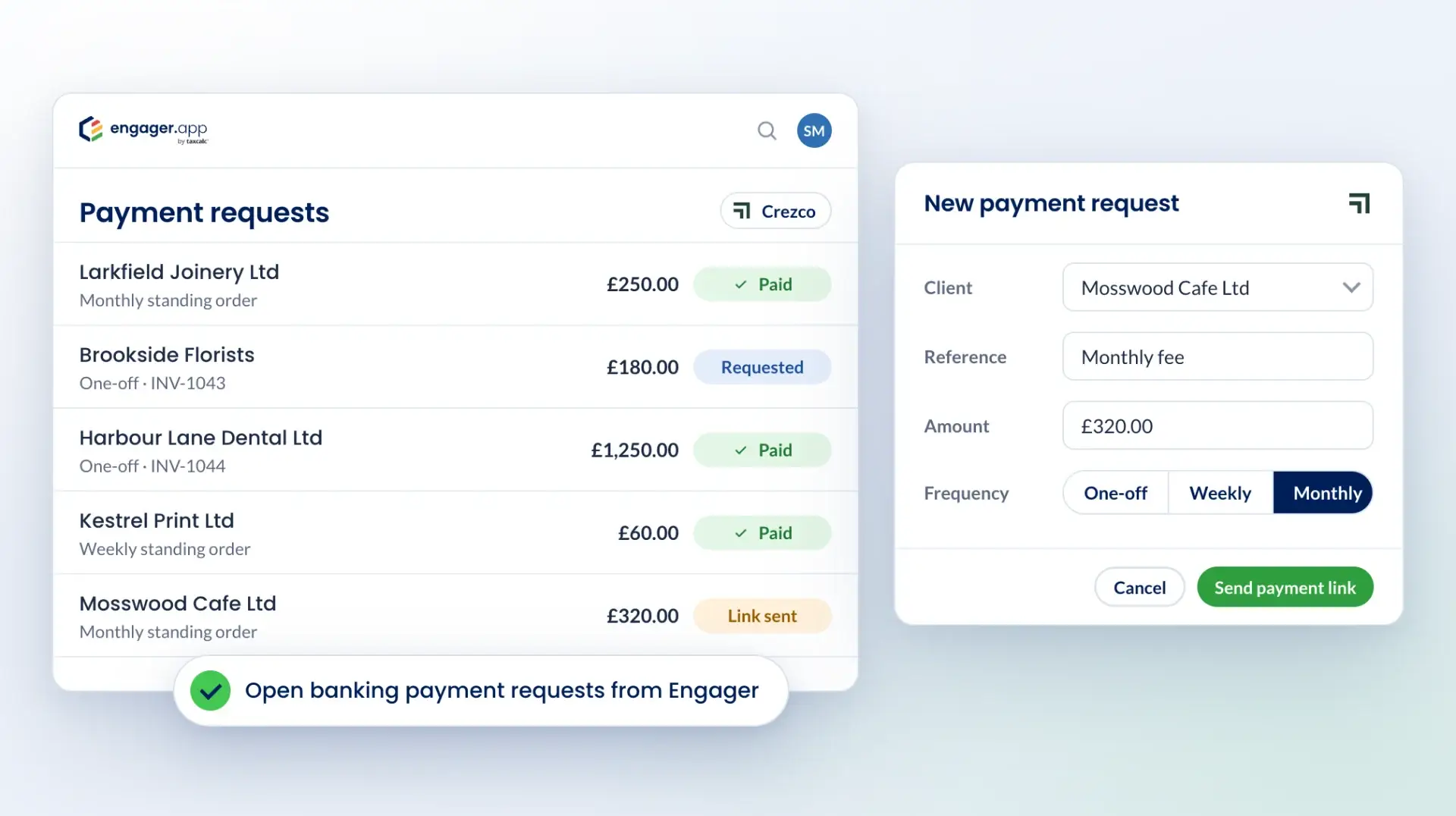 Crezco and Engager integration