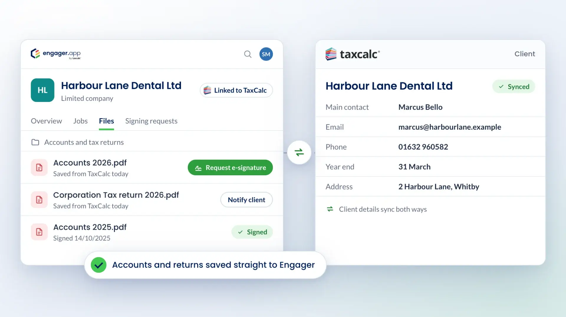 TaxCalc and Engager integration