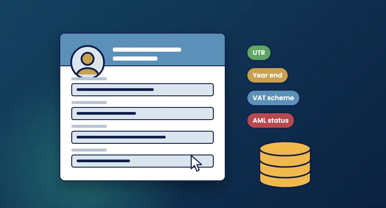 Illustration of a client record with custom fields