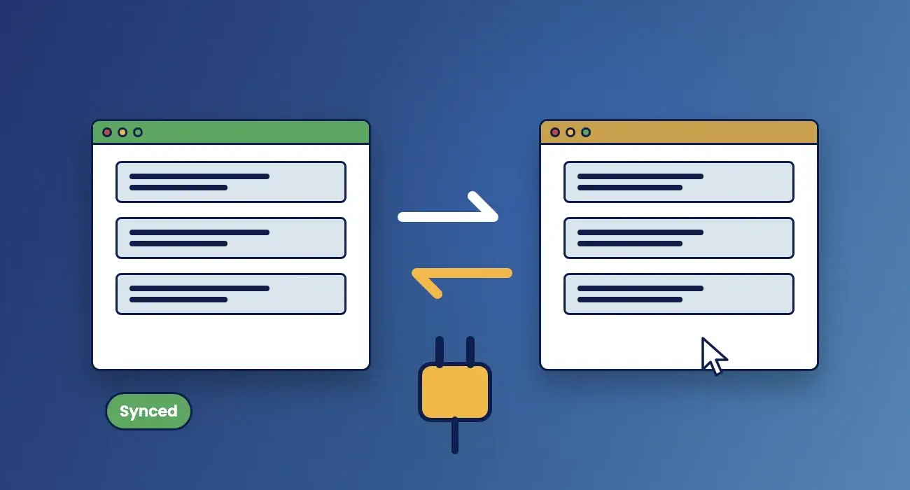 Illustration of two apps syncing data