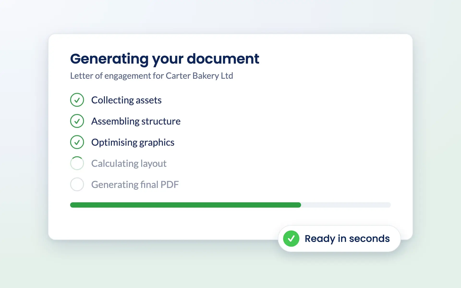 Engager generating a letter of engagement document