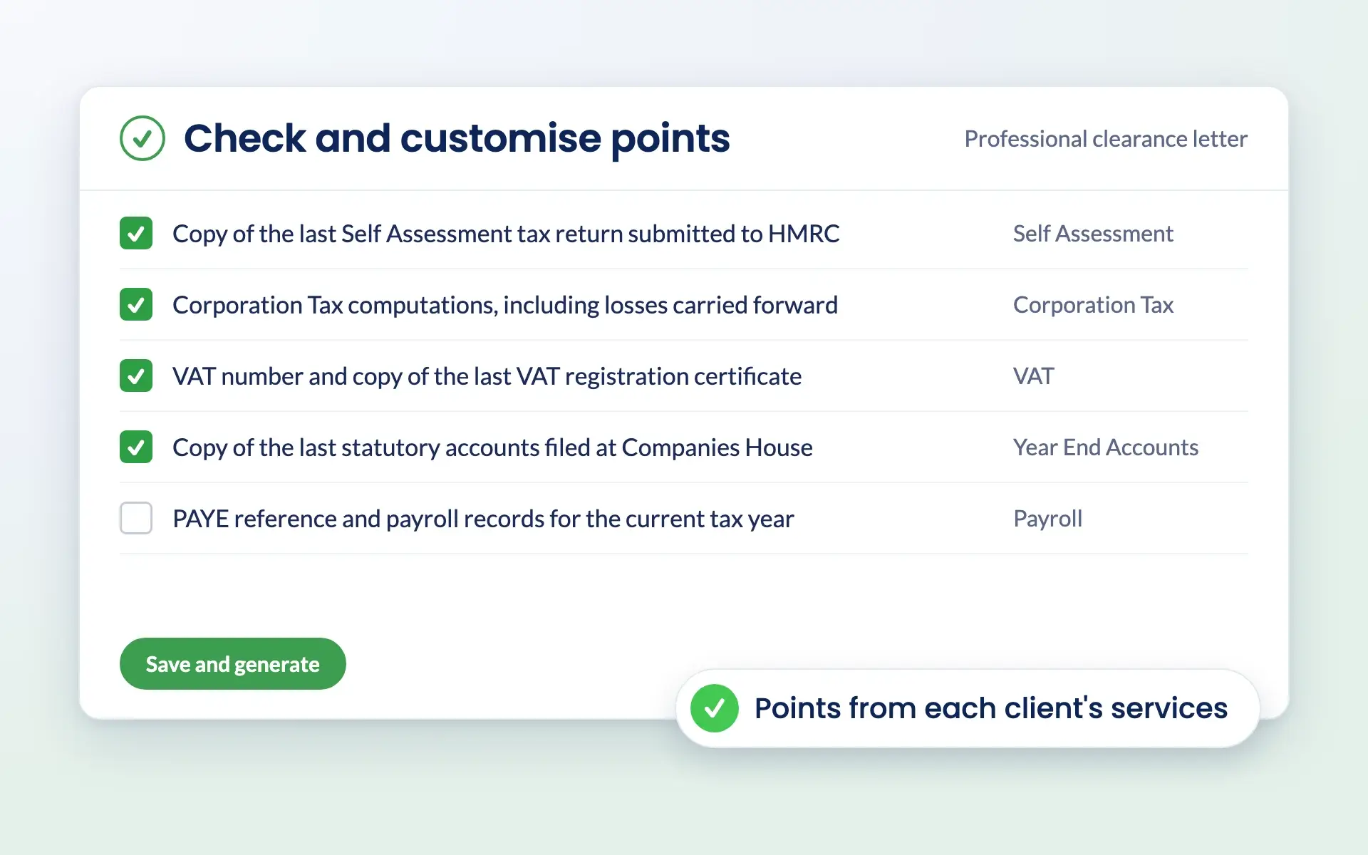 Checking the points to include in a professional clearance letter in Engager